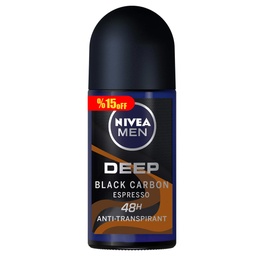 [6223005992062] نيفيا مزيل - Nivea Deodorant (Roll on, Deep Black Espresso, men, 50ml, discount 15%)